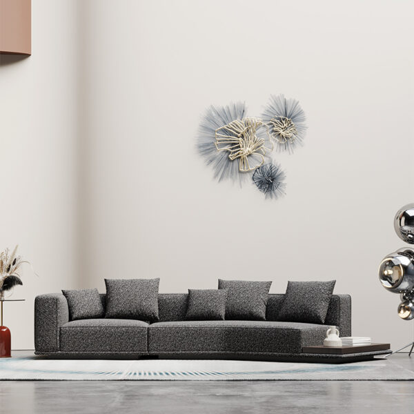 Italian Minimalist Cotton And Linen Shaped Corner Sofa