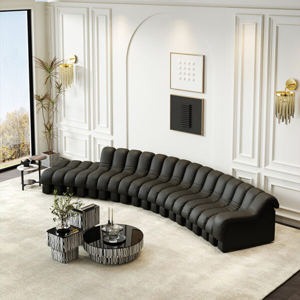 Serpentine Leather Modern Simple Large Apartment S-shaped Sofa