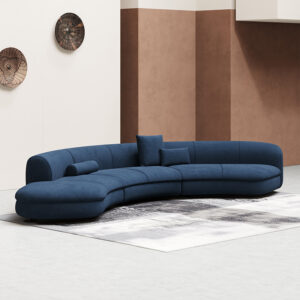 An Ltalian Lightweight Luxury Blue Linen-cotton Fabric Sofa