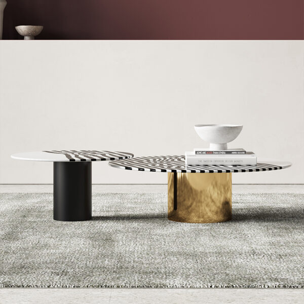 Light luxury simple zebra-print marble coffee table combination