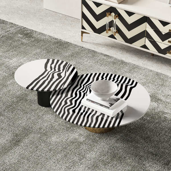 Light luxury simple zebra-print marble coffee table combination