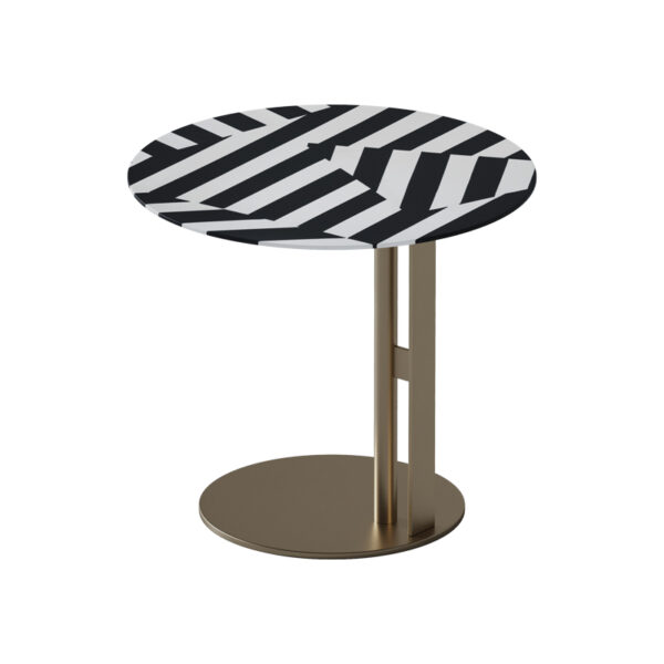 Light luxury stainless steel zebra print living room side table