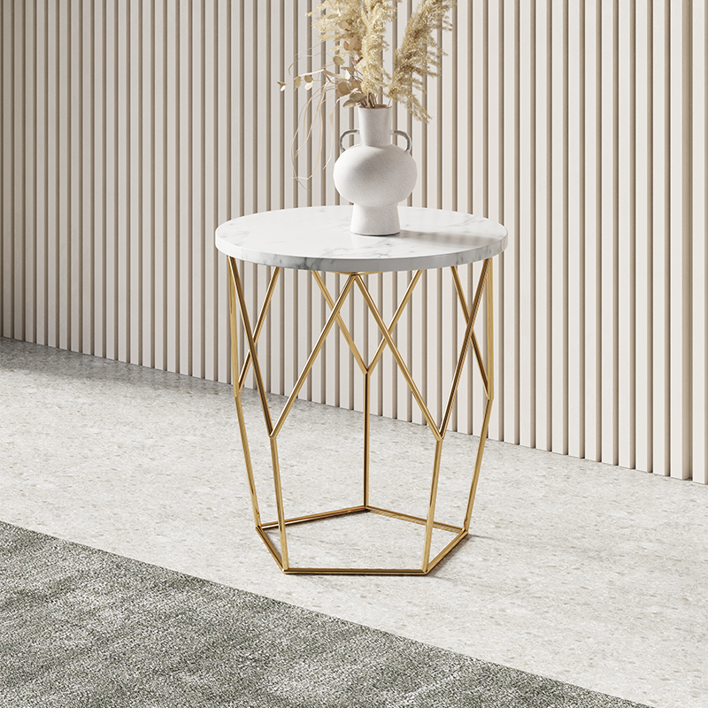 Italian minimalist round living room stainless steel side table